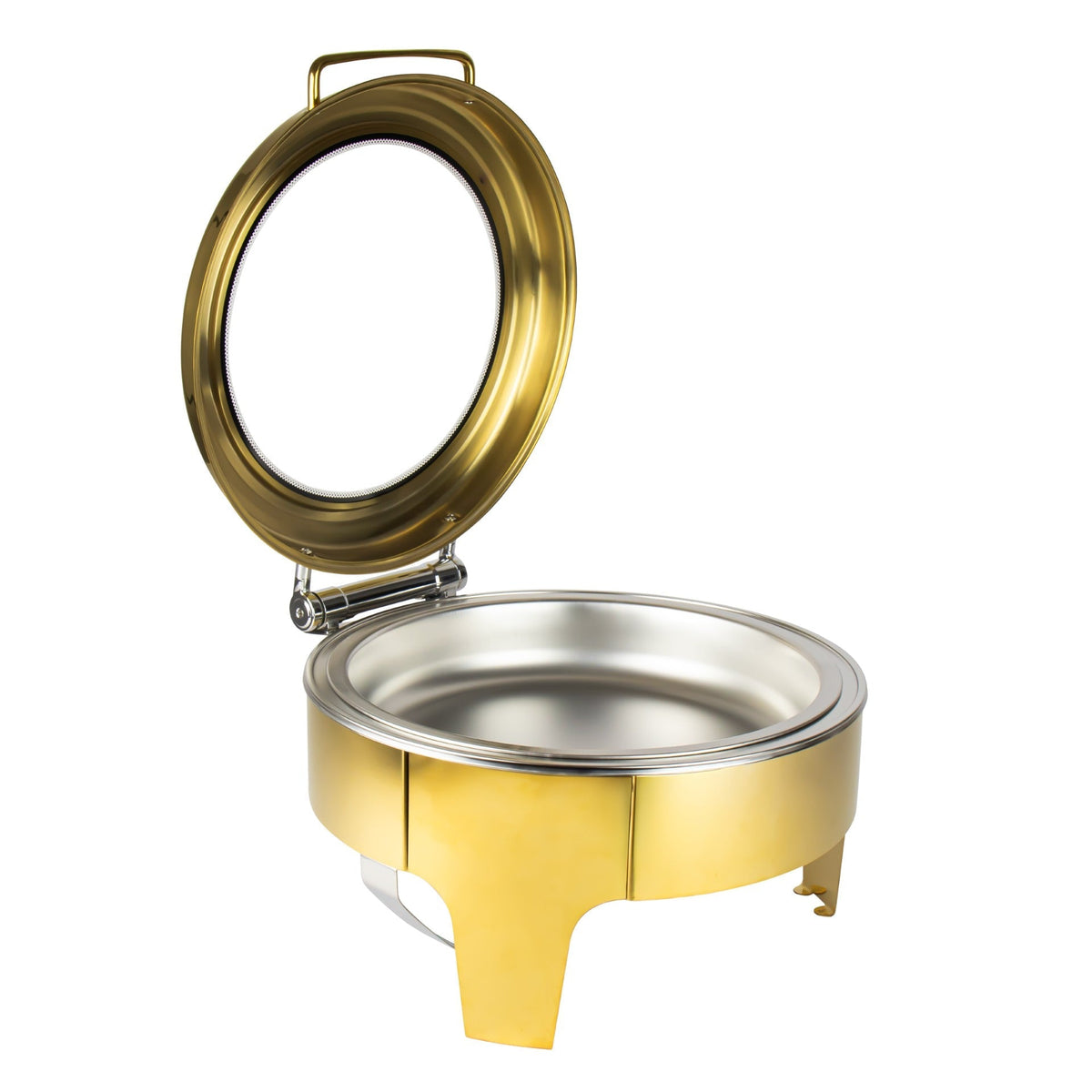 Sq Professional Banquet Chafing Dish With Flat Top And Window Round Gold 6.5L (Big Parcel)