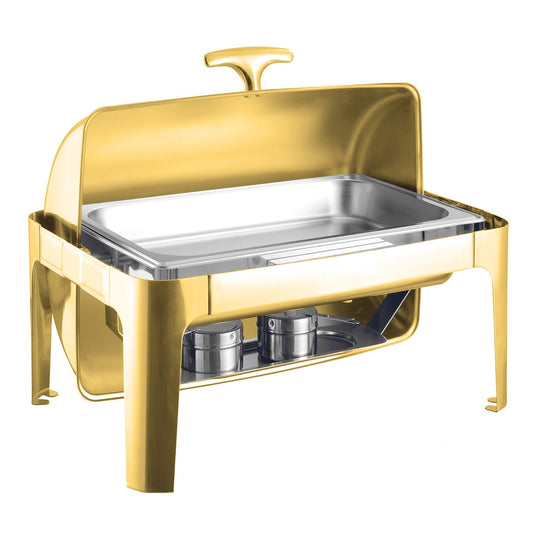 SQ Professional Banquet Chafing Dish with Roll Top Oblong Gold 9L 10856