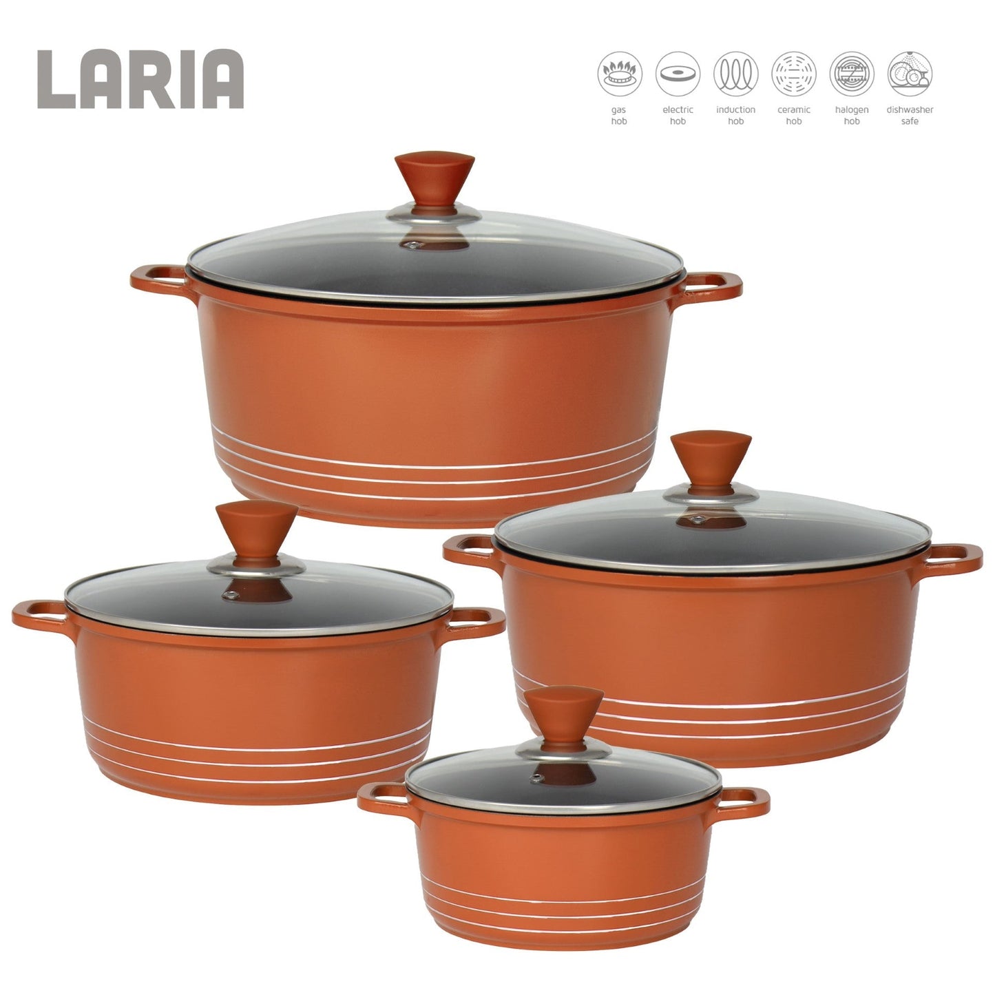 Laria Non Stick Die Cast Stockpot Pan Set 4pcs Copper 10879 A