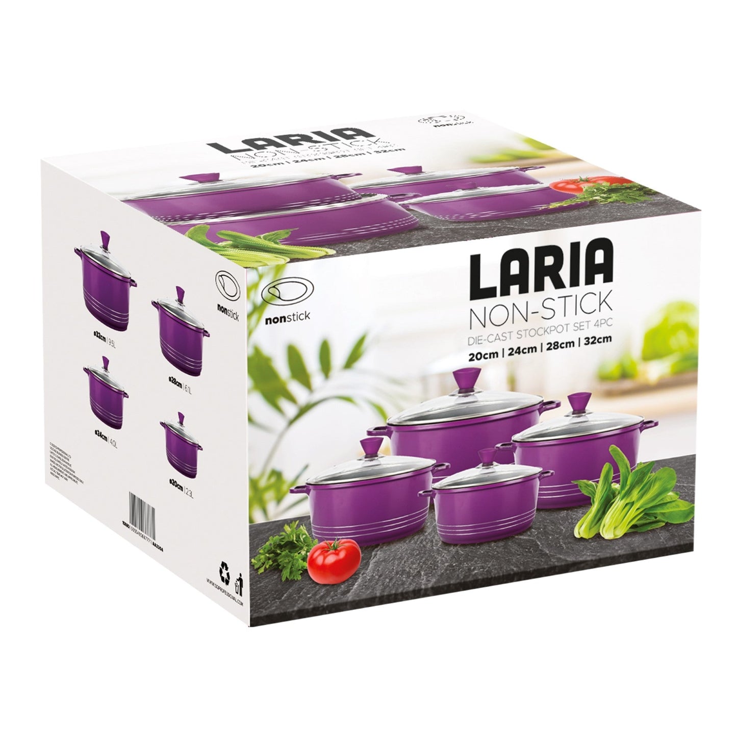 Laria Non Stick Die Cast Stockpot Pan Set 4pcs Purple 10880