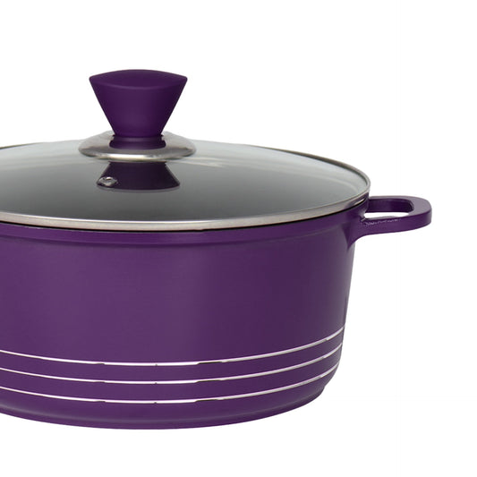 Laria Non Stick Die Cast Stockpot Pan Set 4pcs Purple 10880