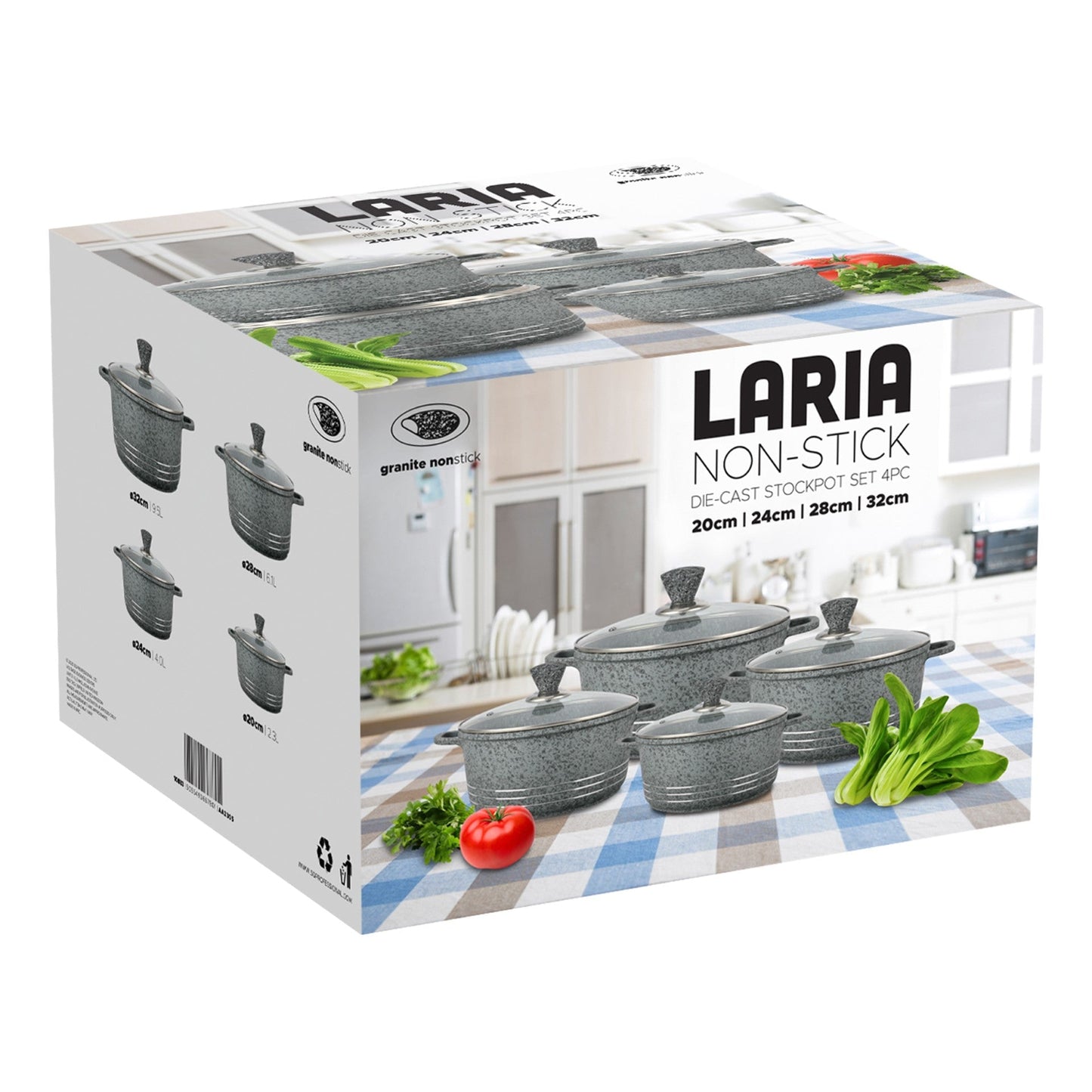 Laria Granite Die Cast Stockpot Pan Set 4pcs Grey 10883