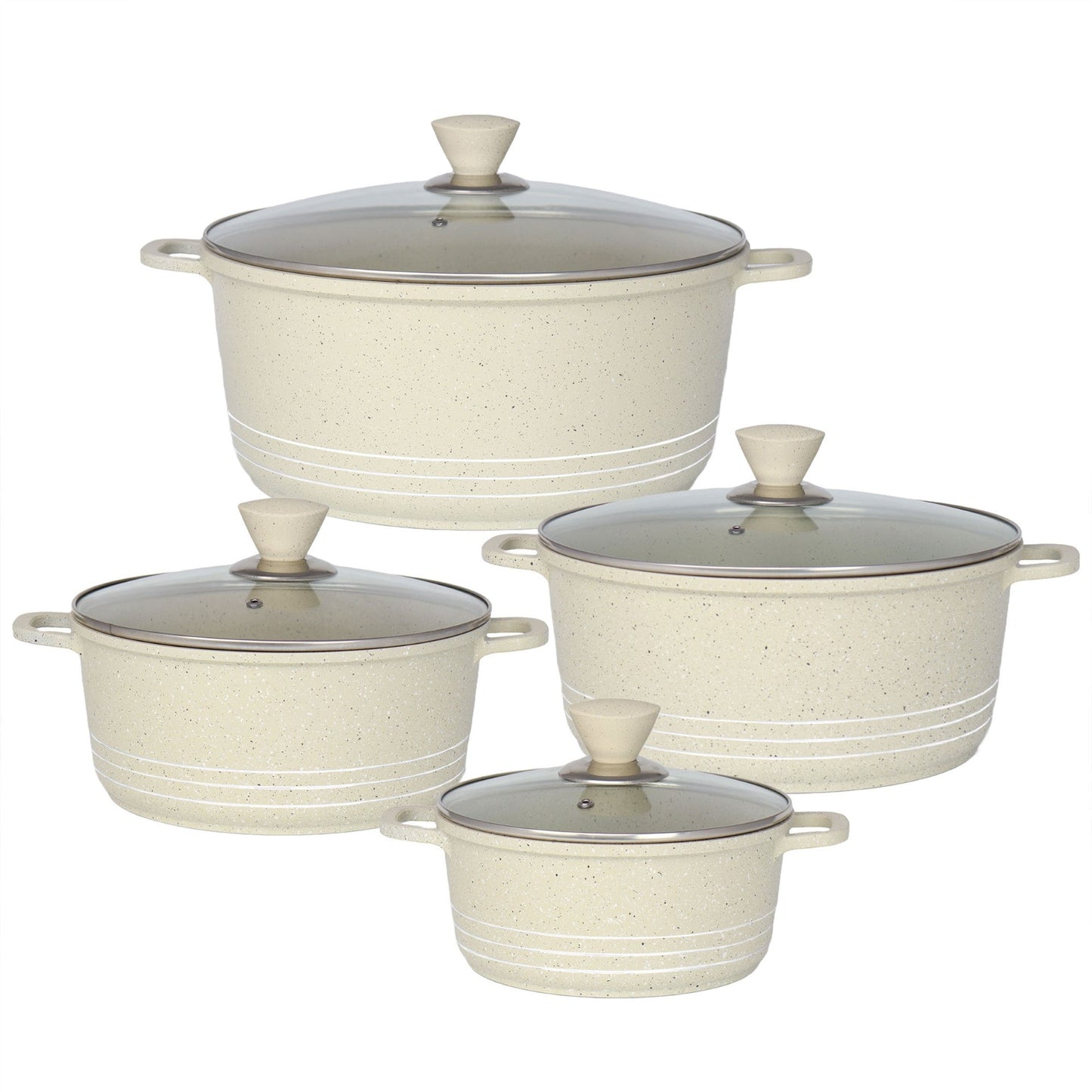 Laria Marbell Die Cast Stockpot Pan Set 4pcs Cream 10885