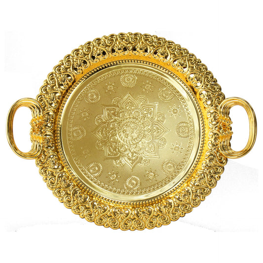 SQ Professional Durane Ornate Party Serving Tray Gold 51532FG Set of 3 Round 10976