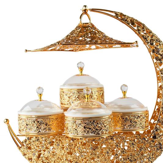 Durane Metal / Plastic Ornate Party Serving Tray Stand Gold A028G Crescent 11035