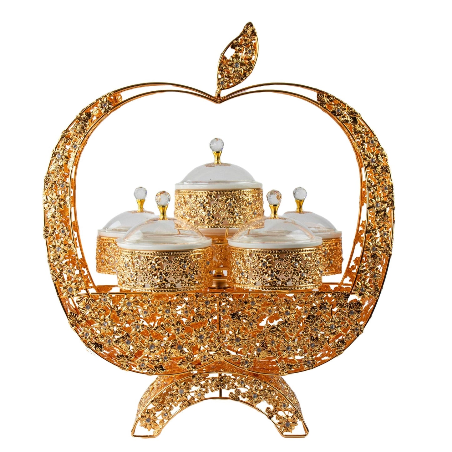 Durane Metal / Plastic Ornate Party Serving Tray Stand Gold A045G Apple 11038