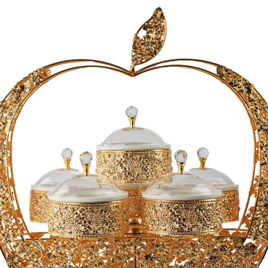 Durane Metal / Plastic Ornate Party Serving Tray Stand Gold A045G Apple 11038
