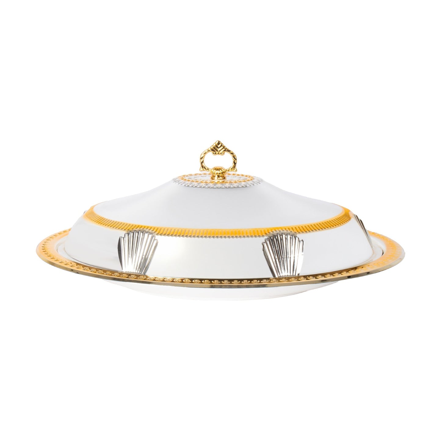 SQ Professional Durane Ornate Party Food Serving Cloche with Tray Silver 58338LSG 42 x 57 x 12 cm Oval 11201
