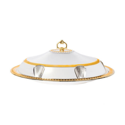 Sq Professional Durane Ornate Party Food Serving Cloche With Tray Silver 58338Lsg Oval