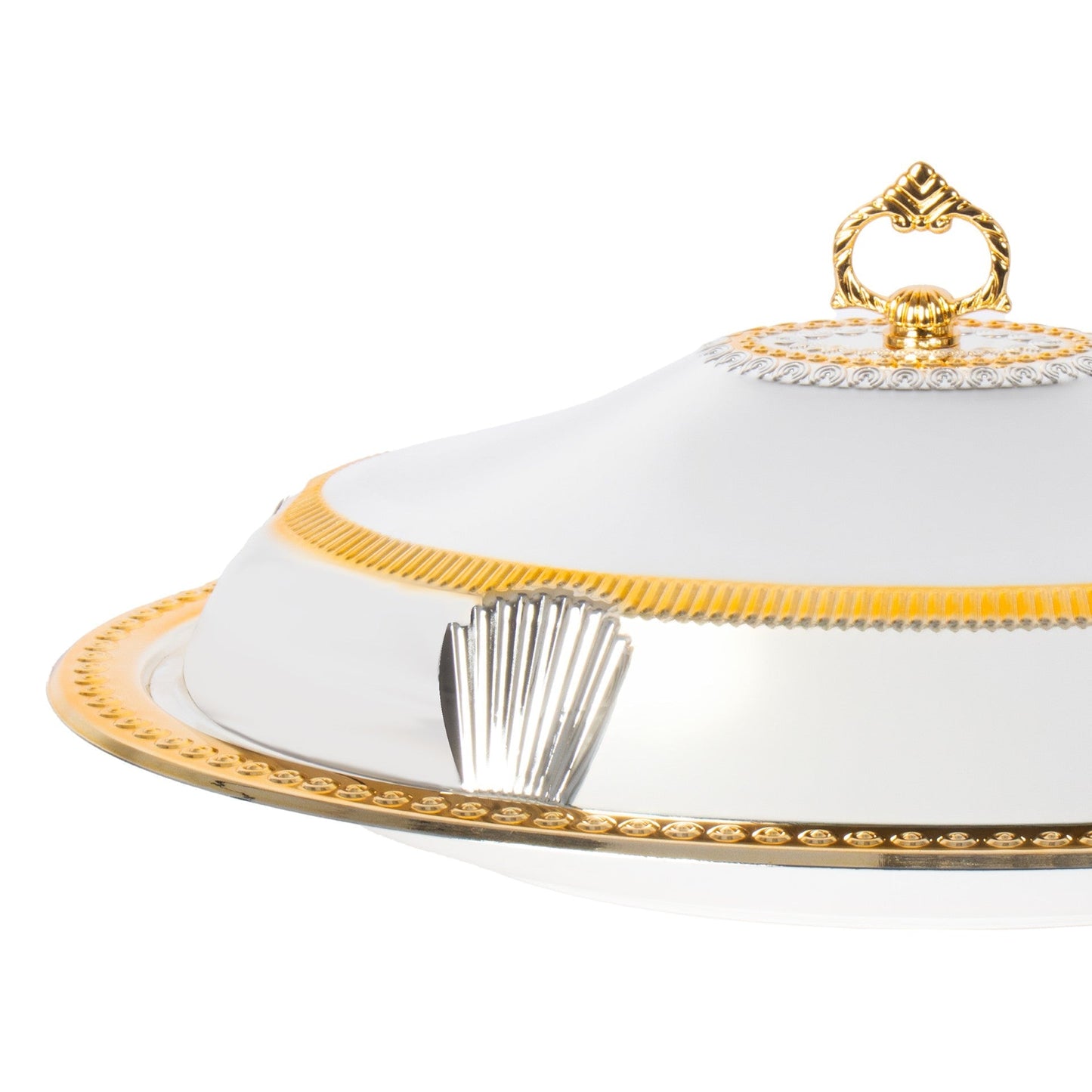 SQ Professional Durane Ornate Party Food Serving Cloche with Tray Silver 58338LSG 42 x 57 x 12 cm Oval 11201