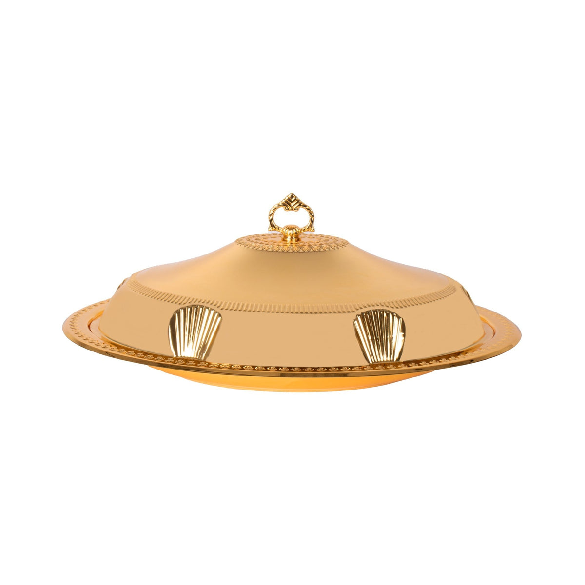 Sq Professional Durane Ornate Party Food Serving Cloche With Tray Gold 58338Lfg Oval