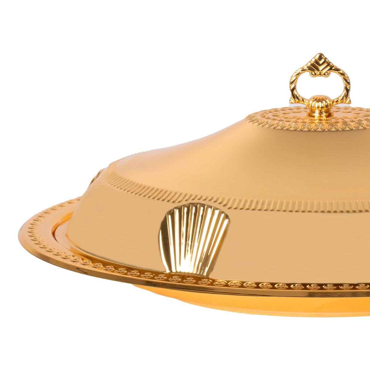 Sq Professional Durane Ornate Party Food Serving Cloche With Tray Gold 58338Lfg Oval