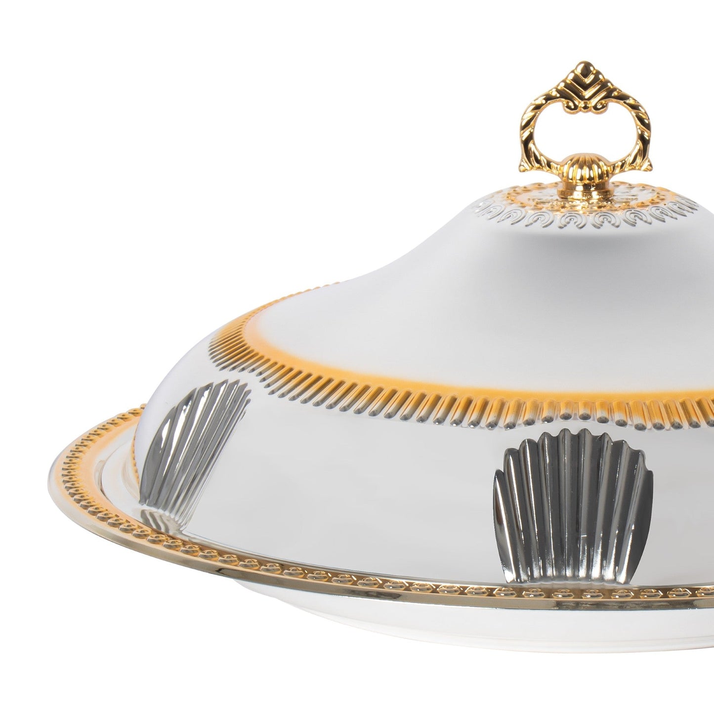 SQ Professional Durane Ornate Party Food Serving Cloche with Tray Silver 58328XLSG 48 x 48 x 12.5 cm Round 11203