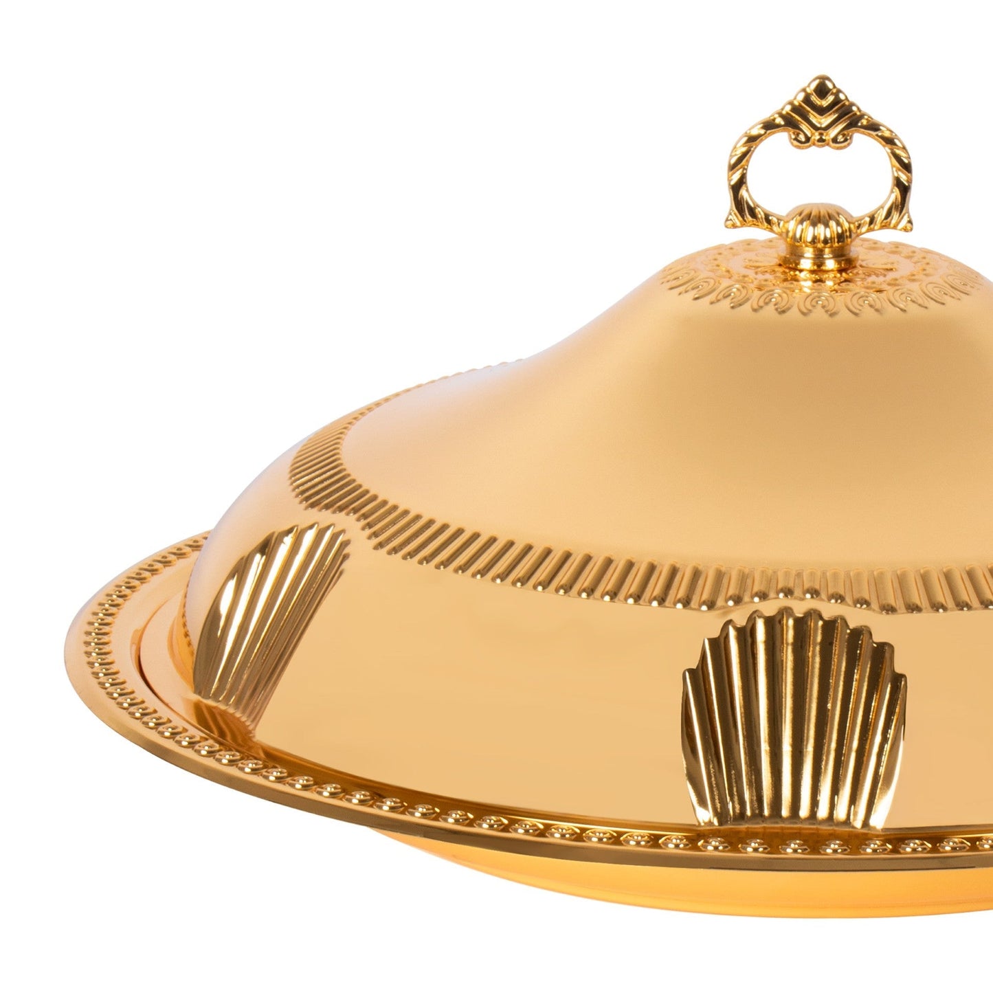SQ Professional Durane Ornate Party Food Serving Cloche with Tray Gold 58328XLFG 48 x 48 x 12.5 cm Round 11204