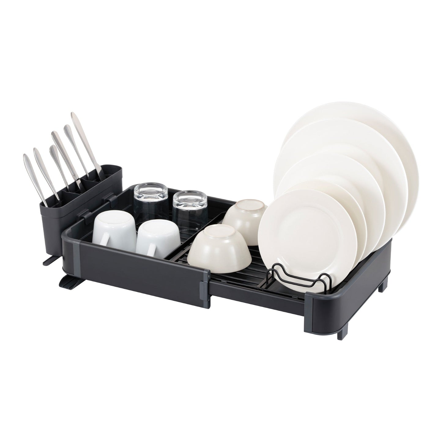 SQ Professional Durane Aluminium Expandable Dish Drainer 43-61 x 30 x 14.5 cm Black 11300