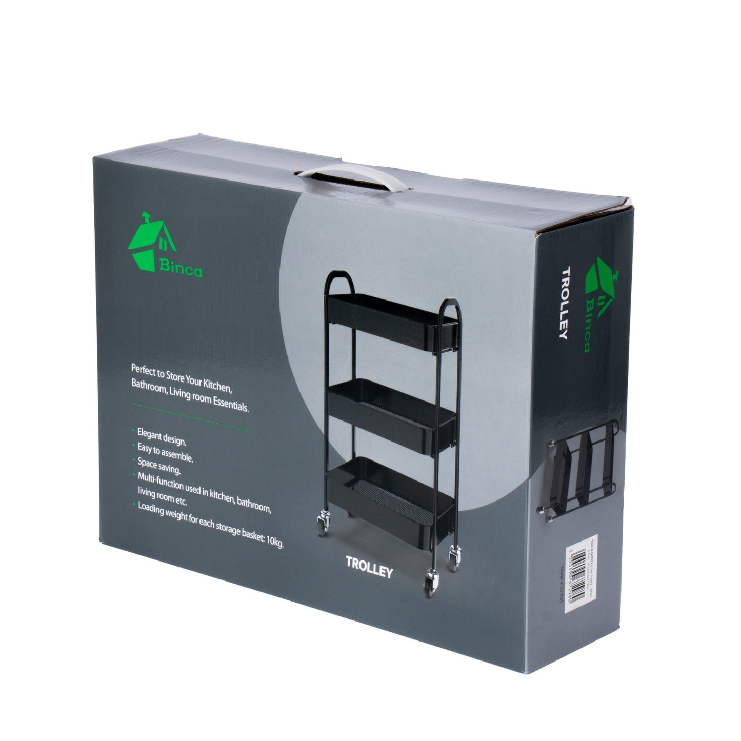 SQ Professional Durane Kitchen Trolley Storage Rack 3 Tier 41.5 x 30.5 x 77.2 cm White 11303