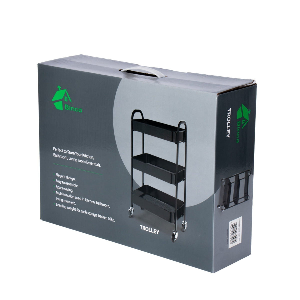 Sq Professional Durane Kitchen Trolley Storage Rack 3 Tier White