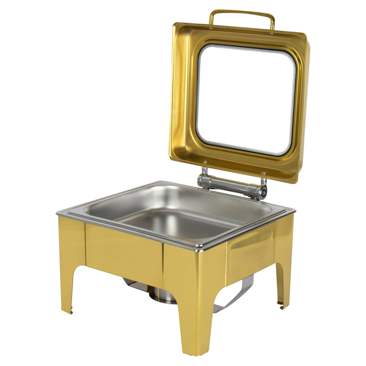 Sq Professional Banquet Chafing Dish With Flat Top And Window Square Gold 6L (Big Parcel)