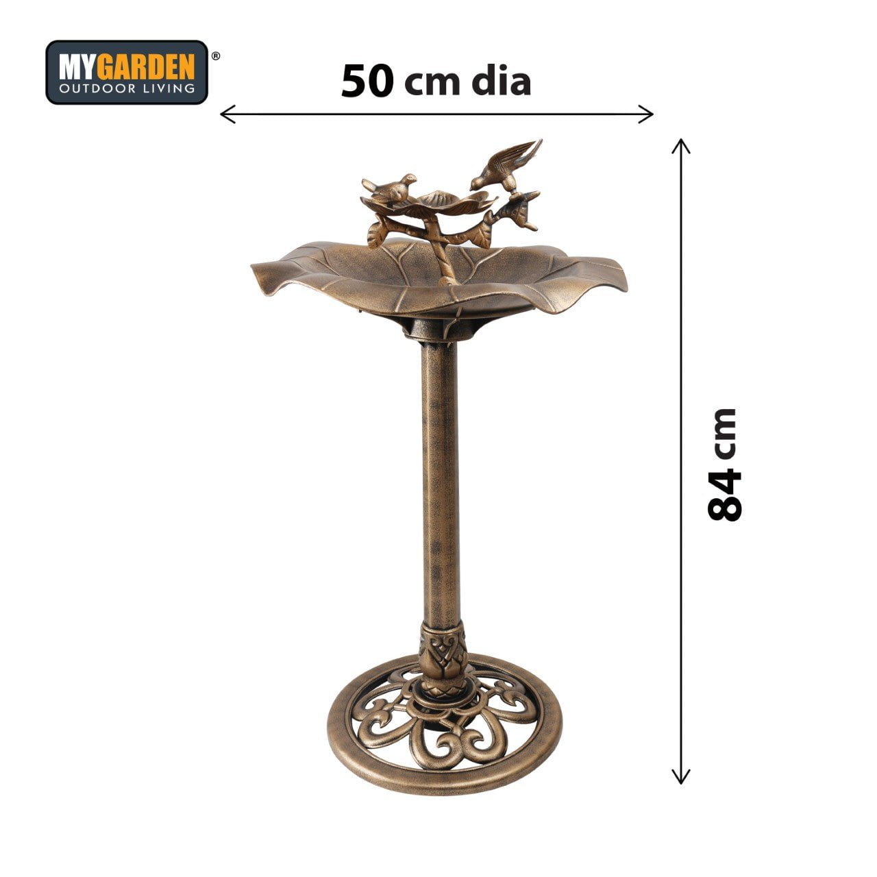 Traditional Weatherproof Bronze Effect Garden Bird Bath 1036