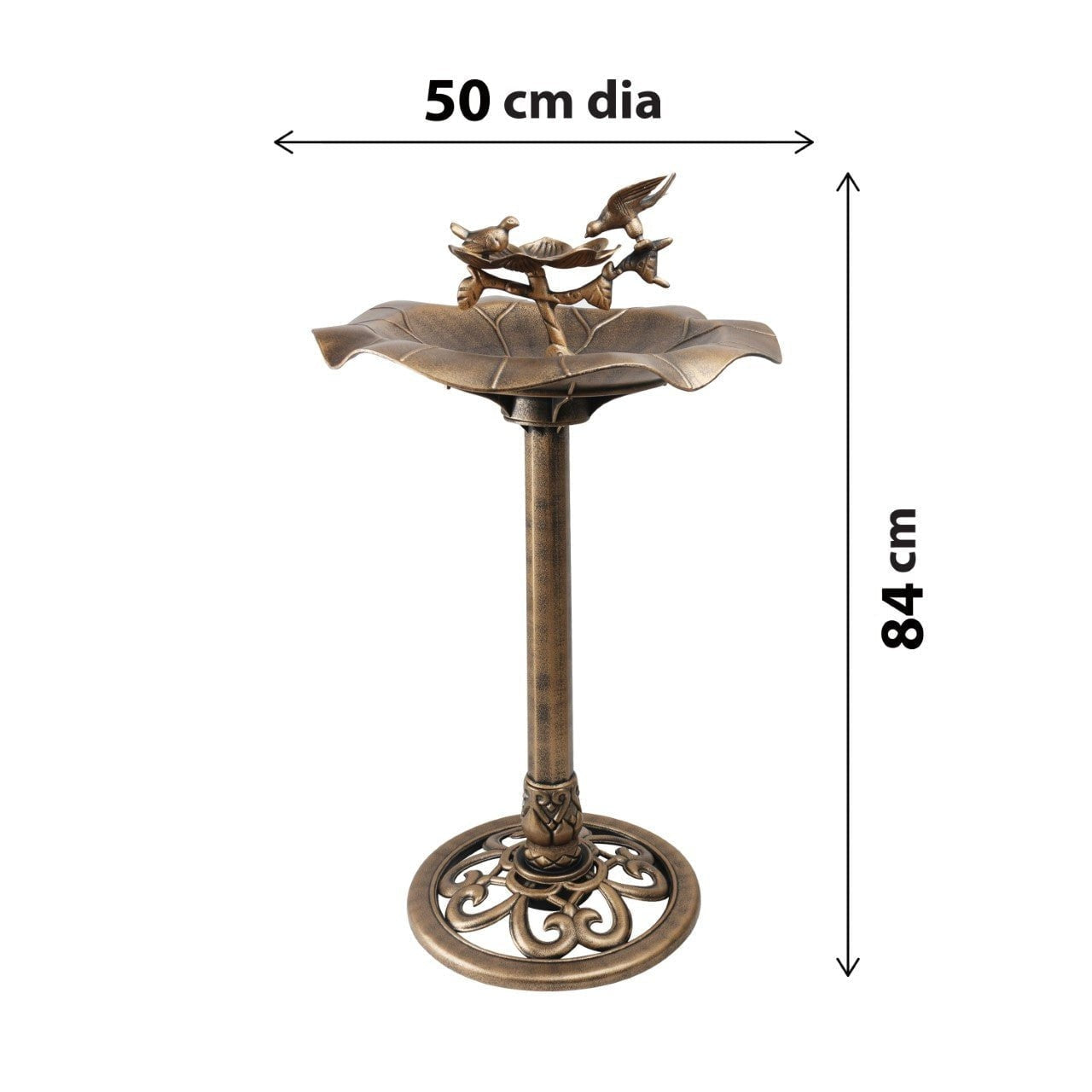 Bird Bath Bronze Effect With Bird Figurines And Feed Tray 1178