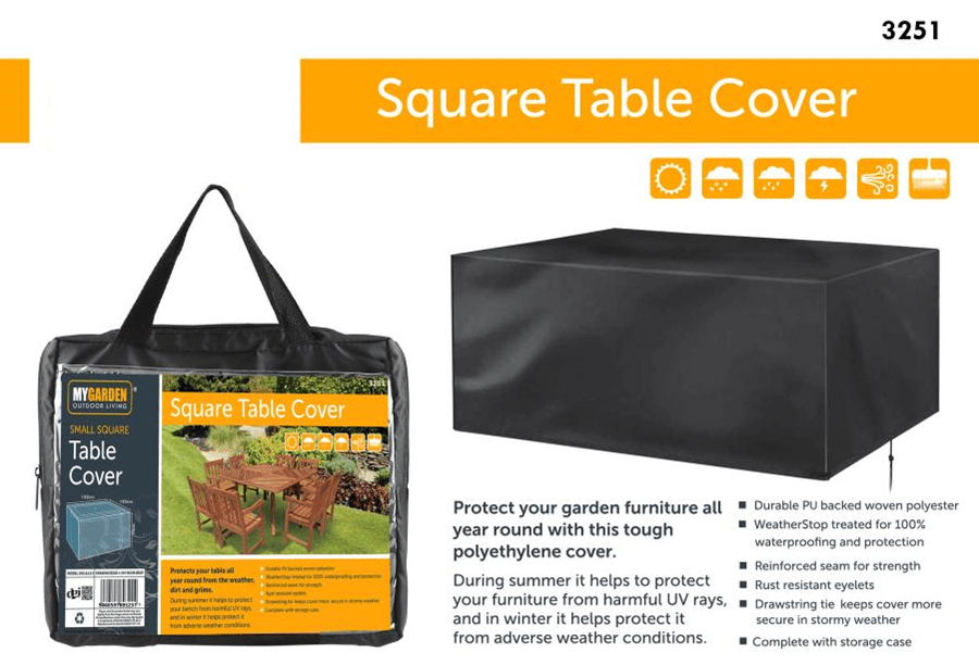 Garden Square Table Water Resistant Cover - 123cm x 123cm x 74cm