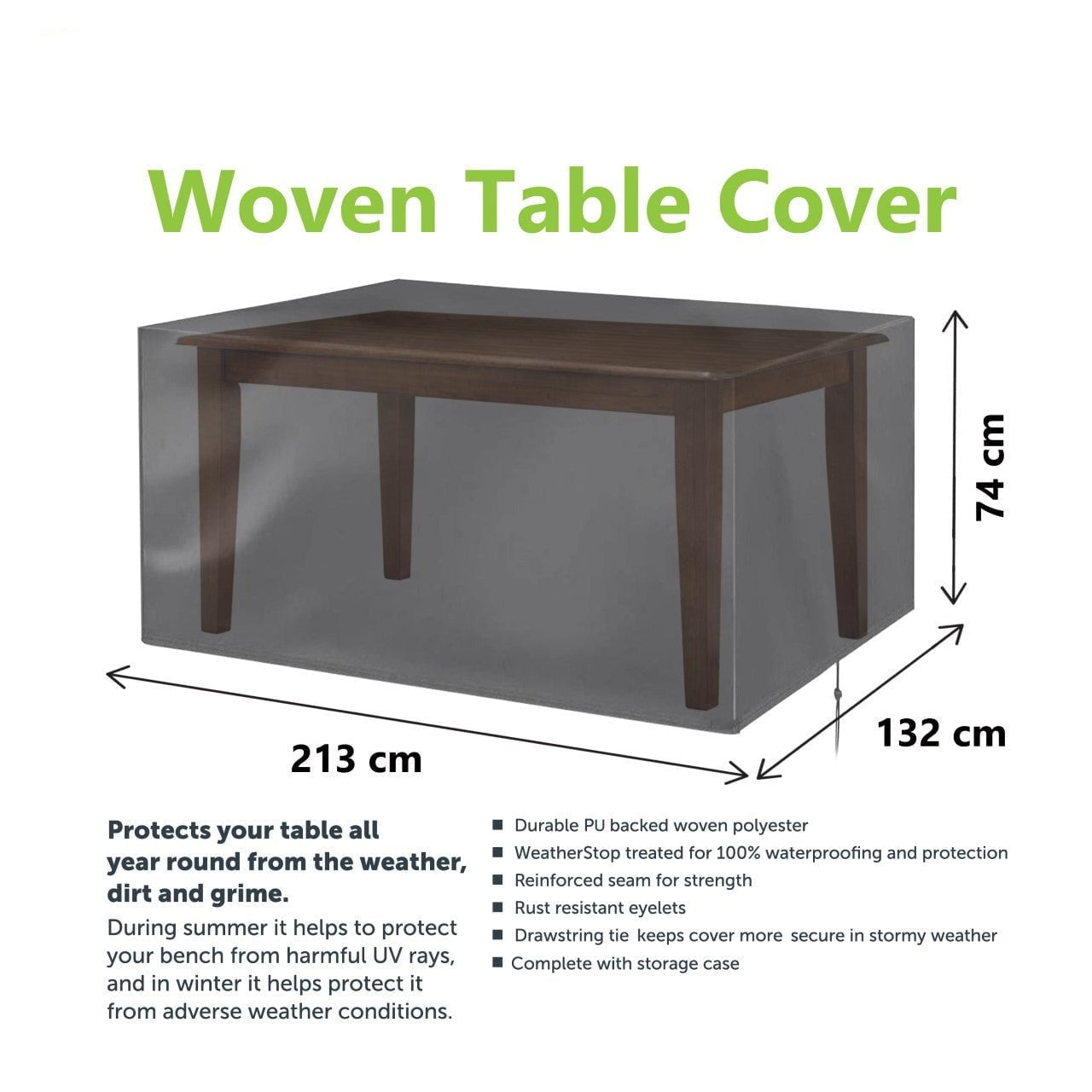 Garden Woven Table Cover 213 x 132 x 74cm 3282