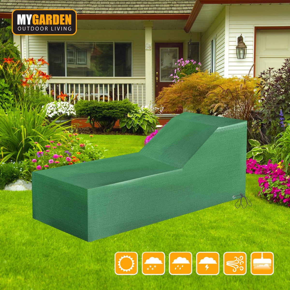 Garden Sunbed Water Resistant Cover - 210cm x 75cm x41cm