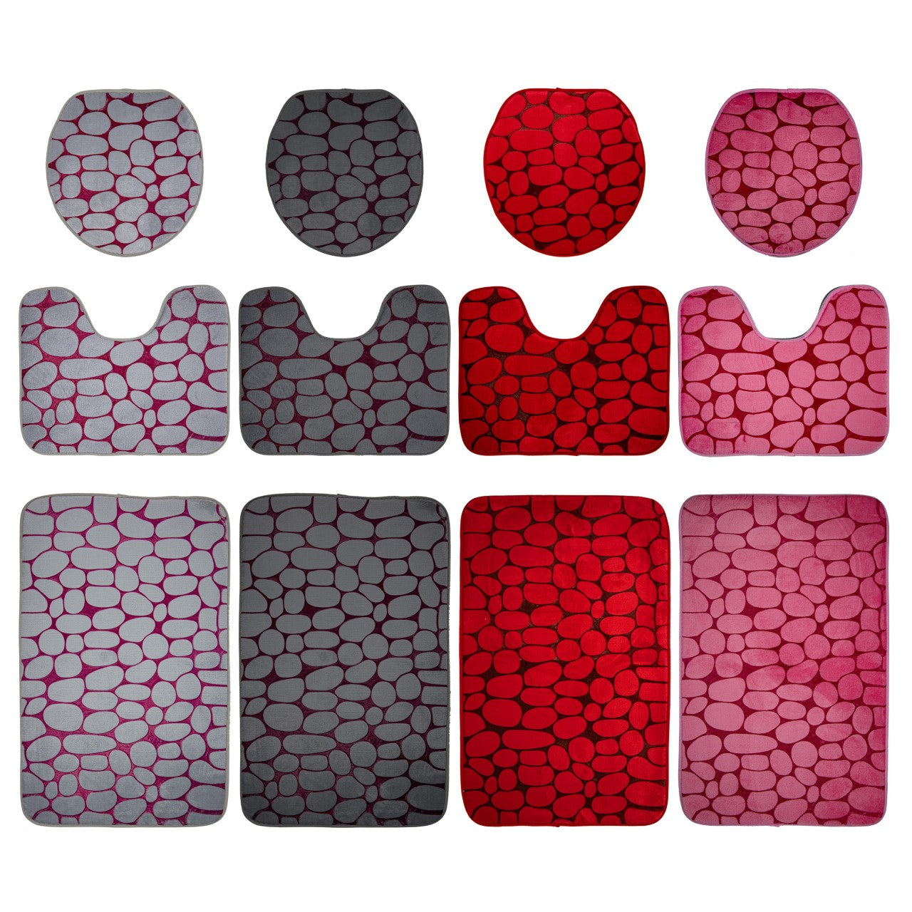 Durane Soft Anti-Slip Bathroom Mat Set of 3 80 x 48 cm Assorted Colours 4910