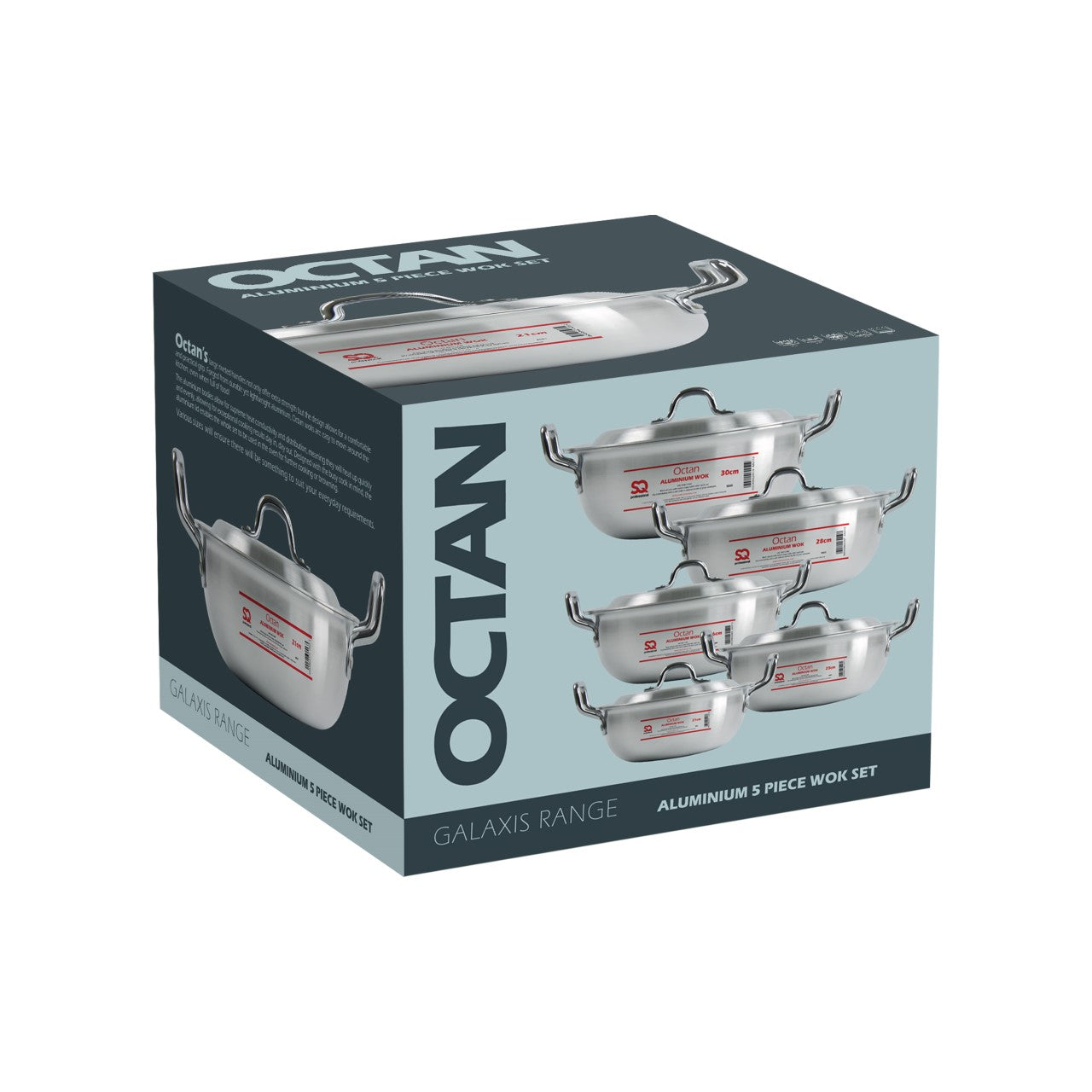 SQ Professional Galaxis Octan Aluminium Pot Karahi Set of 5 21-23-25-26-27-30cm 5885