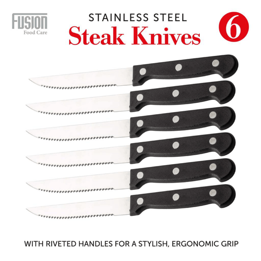 Stainless Steel Serrated Edge Steak Knives Pack of 6 7345
