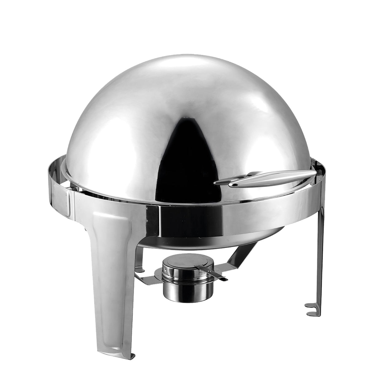 Sq Professional Banquet Chafing Dish With Roll Top Round Silver 6.5L