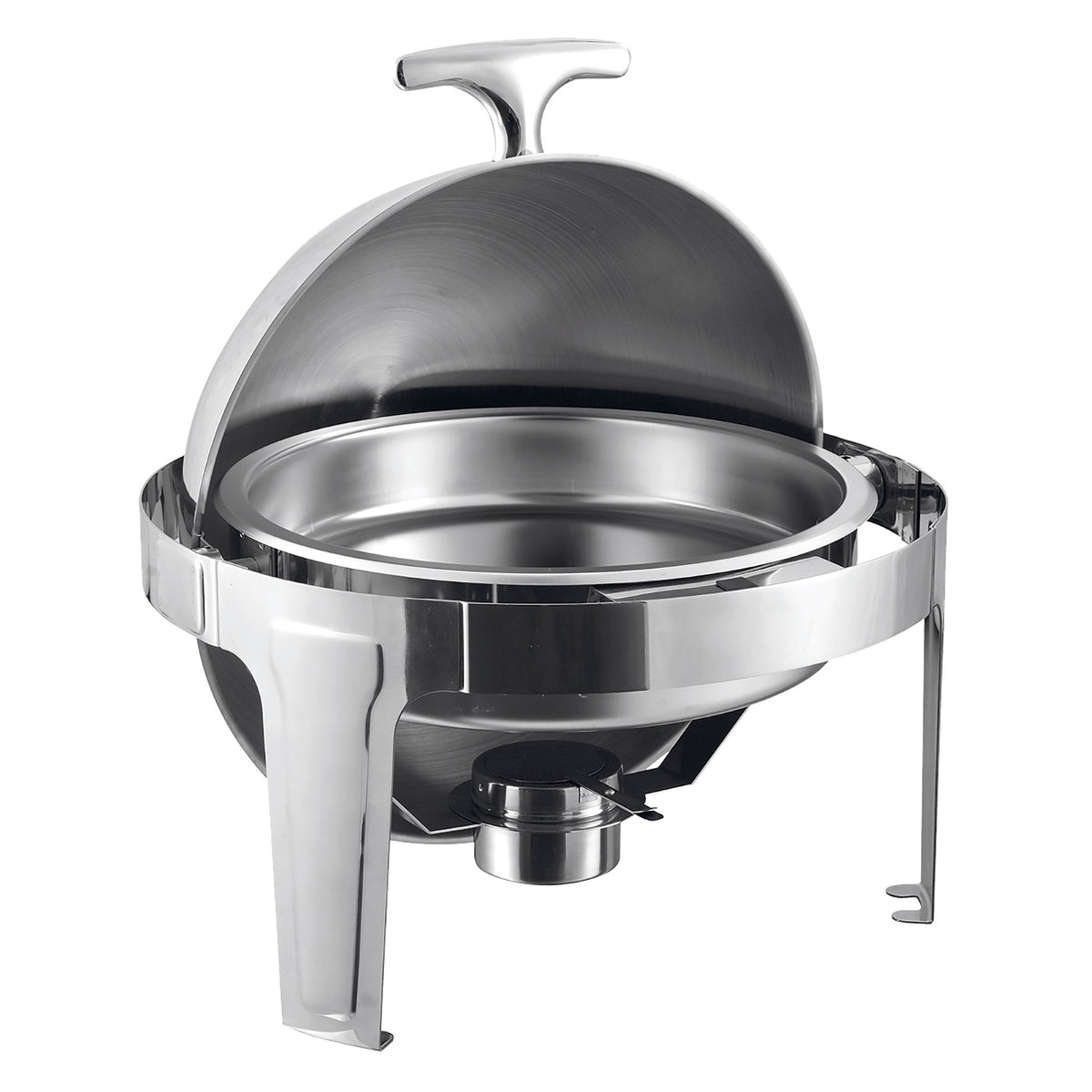 Sq Professional Banquet Chafing Dish With Roll Top Round Silver 6.5L