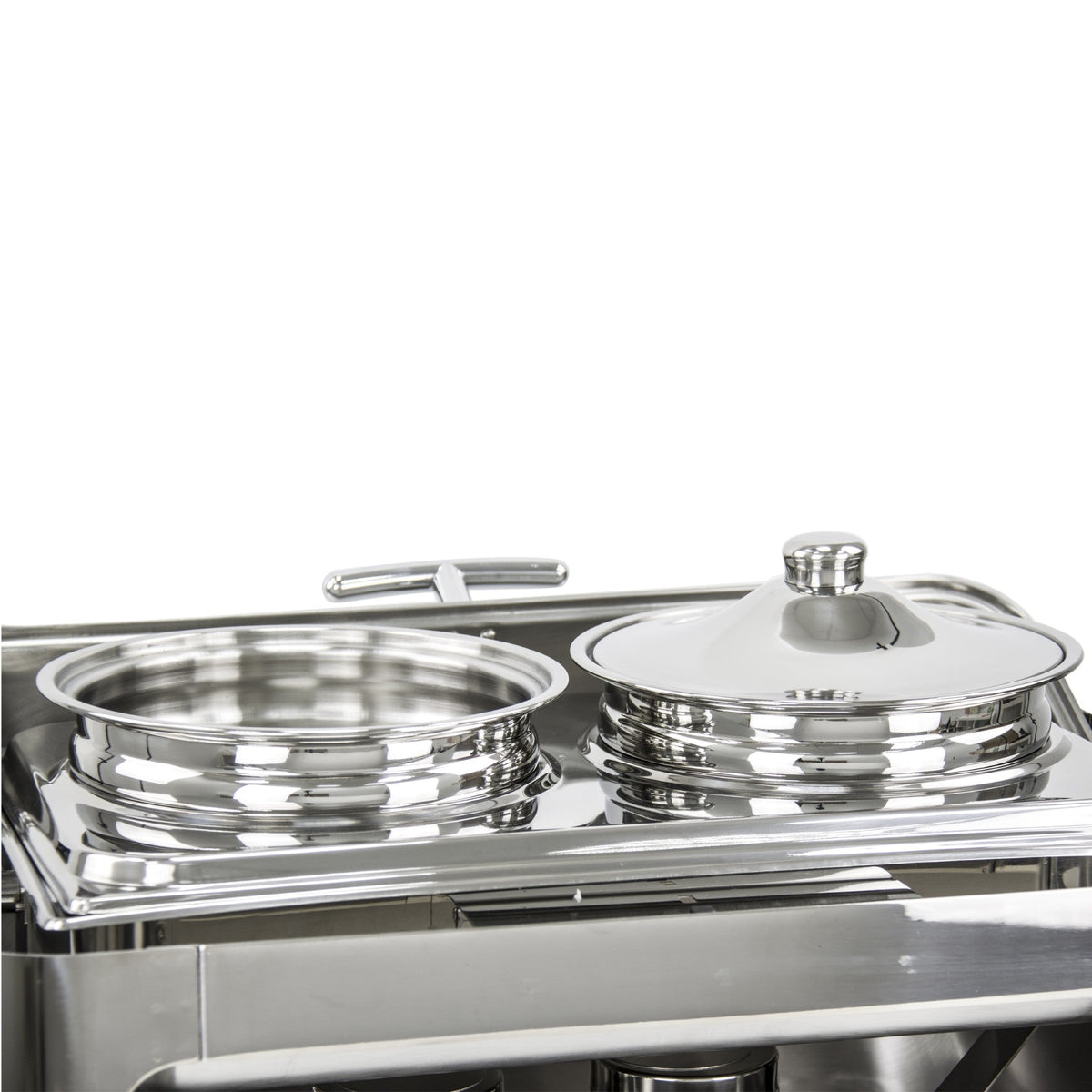 Sq Professional Banquet Chafing Dish With Roll Top And 2 Soup Stew Pots Oblong Silver.5L