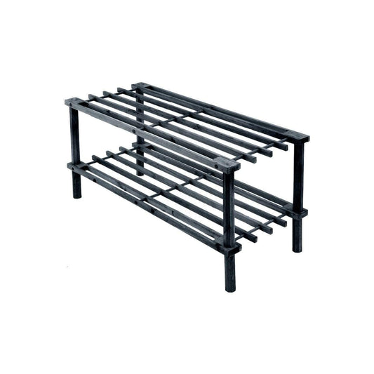 2 Tier Black Shoe Rack Indoor Kitchen Lounge Bedroom Shoe Storage Rack 8779