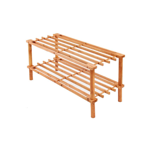 2 Tier Shoe Storage Rack Walnut Indoor Lounge Bedroom Use 8782