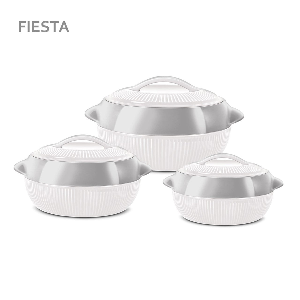 Sq Professional Fiesta Insulated Casserole Hot Pot Set Of 3 White – Silver
