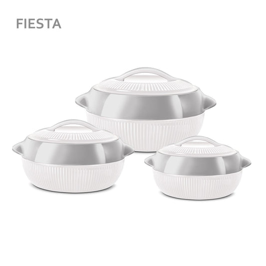 Sq Professional Fiesta Insulated Casserole Hot Pot Set Of 3 White – Silver
