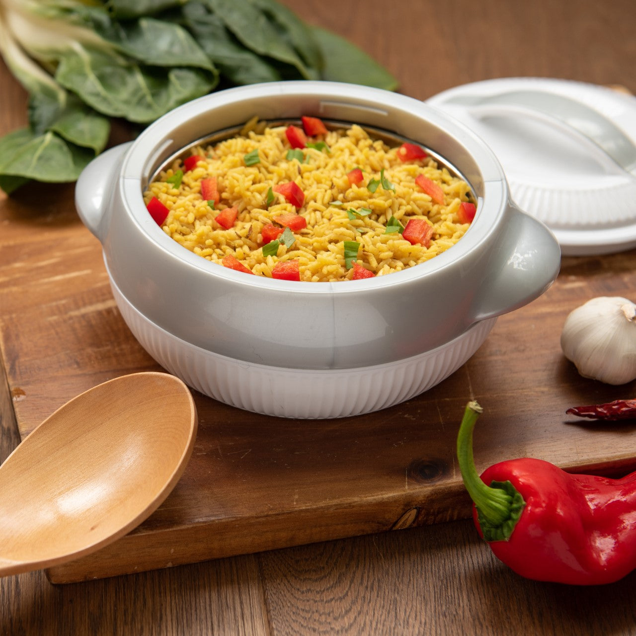 SQ Professional Fiesta Insulated Casserole Hot Pot Set of 3 White-Silver 8935