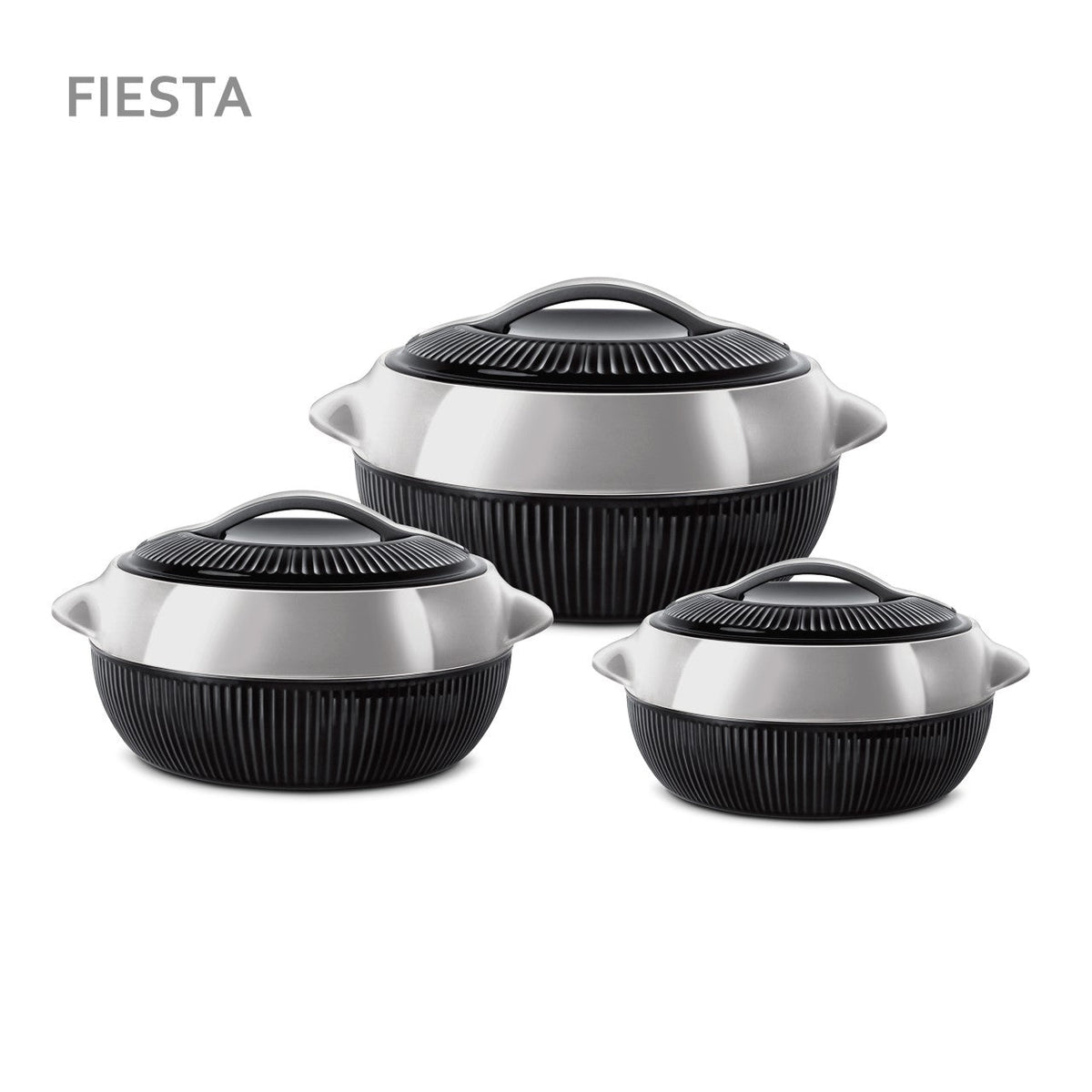 Sq Professional Fiesta Insulated Casserole Hot Pot Set Of 3 Black – Silver