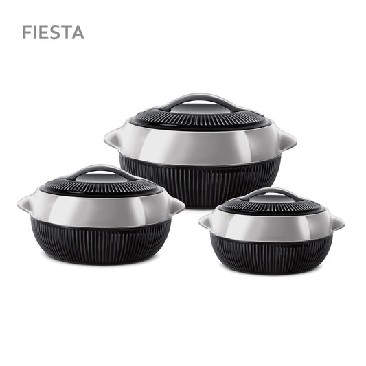 Sq Professional Fiesta Insulated Casserole Hot Pot Set Of 3 Black – Silver