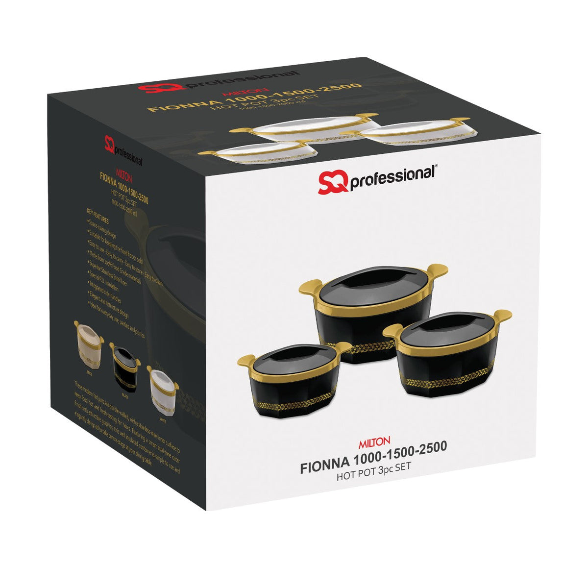 Sq Professional Fionna Hot Pot Set Of 3 1.0 – 1.5 – 2.5L Black