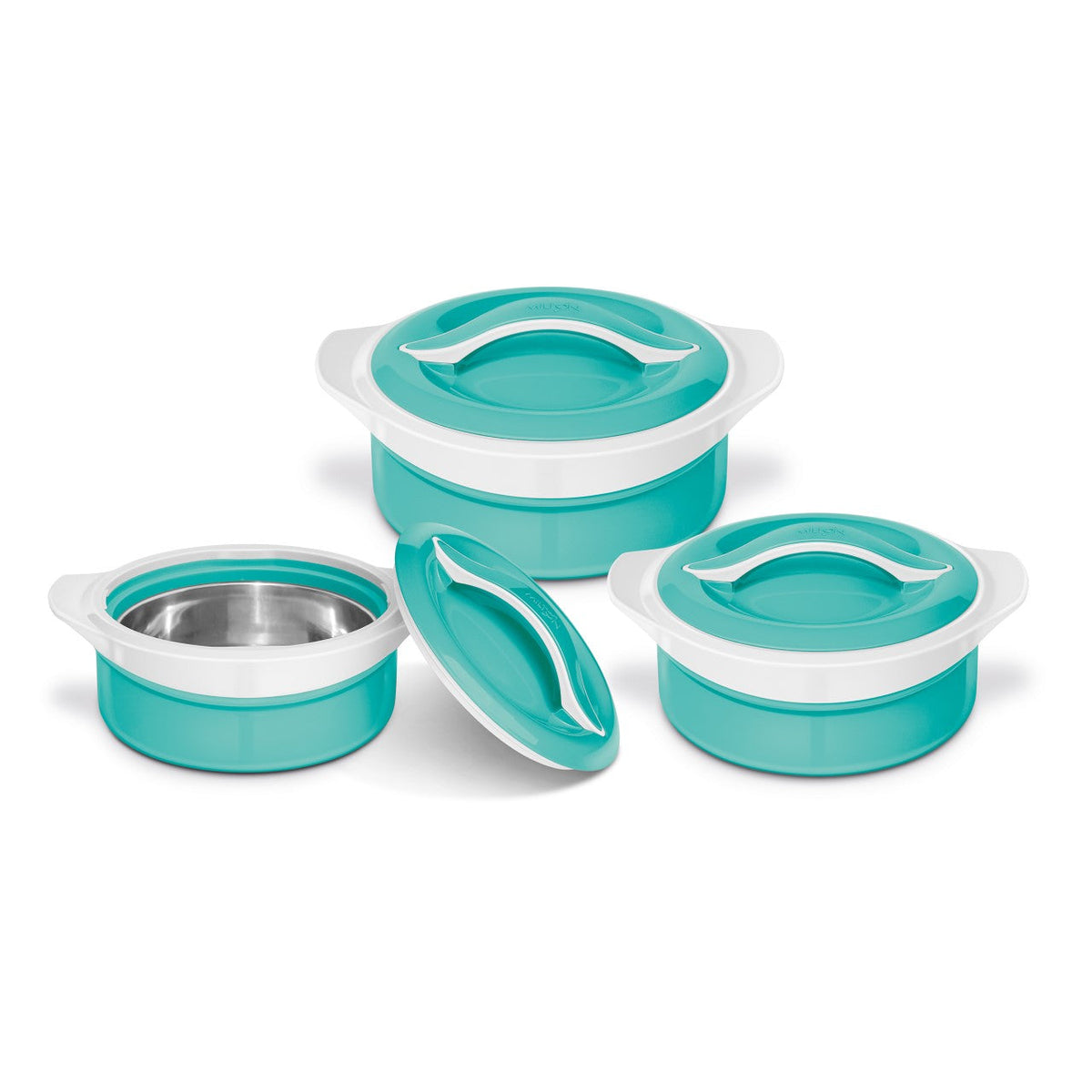Sq Zenith Insulated Casserole Set 3 Piece Aqua – White 1L – 1.5L – 2.5L