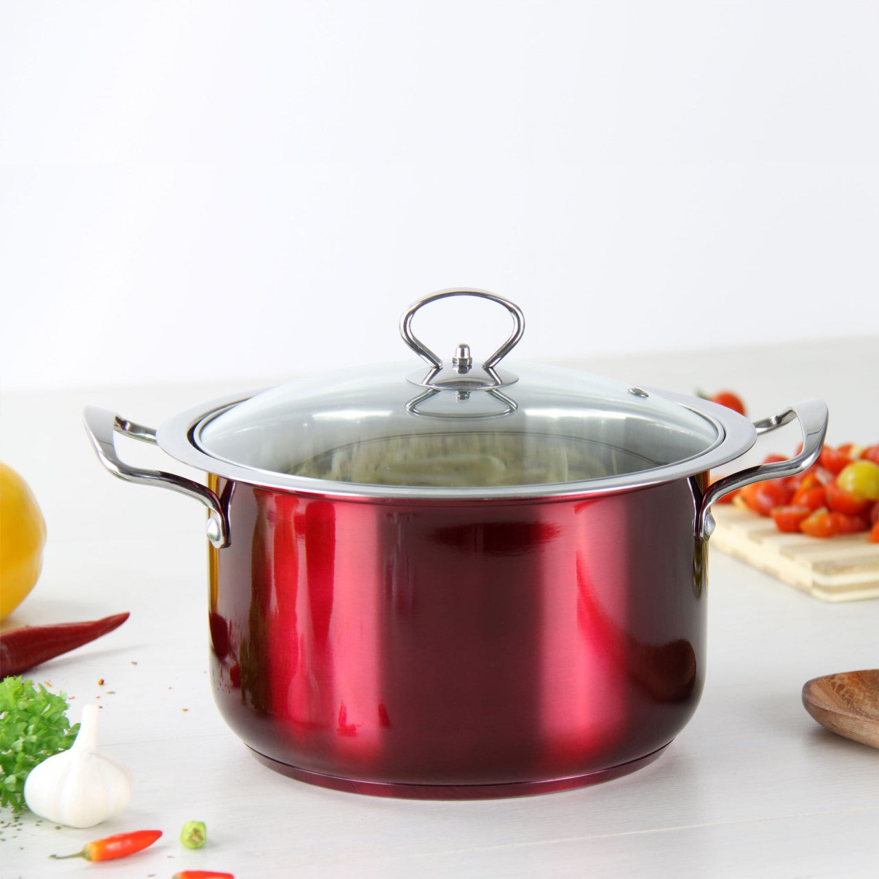 SQ Pro Stainless Steel Stockpot Set of 3 Gems Ruby 10 / 12.30 / 14.60 Litre 9576 / 2625