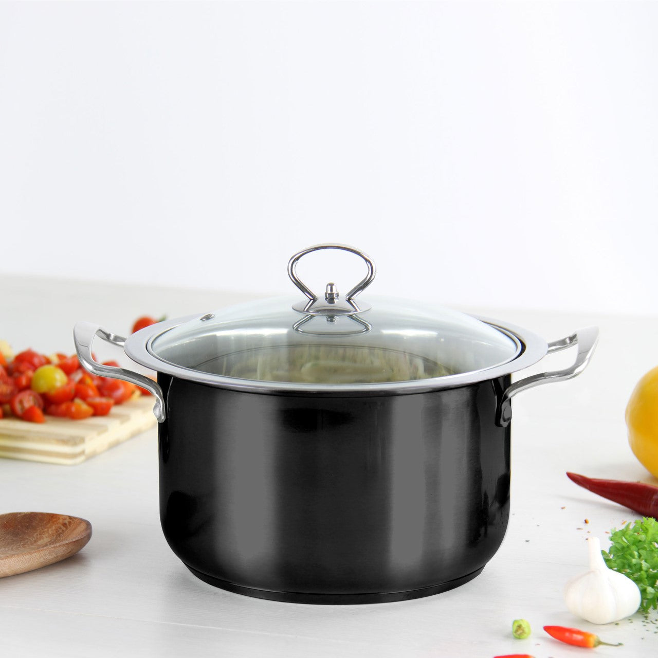 Gems Stainless Steel Stockpot Set 4Pc Onyx 3.7L- 4.7L-5.80L-7.5L Kitchen 9579
