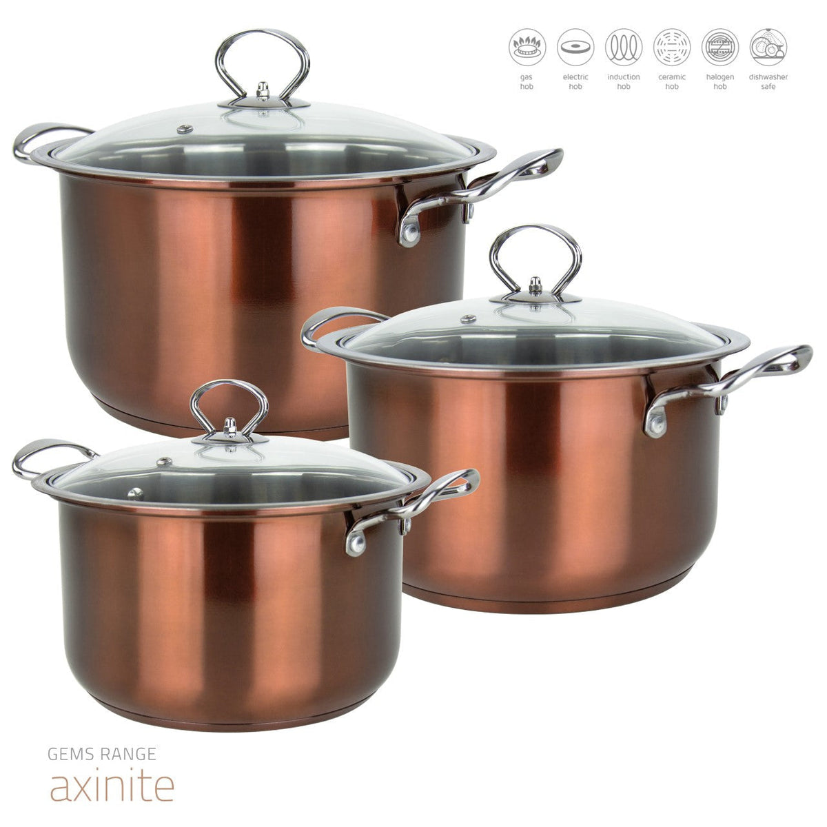 Sq Professional Gems Metallic Stockpot Set Of 3 A x inite 26 – 28 – (Big Parcel)
