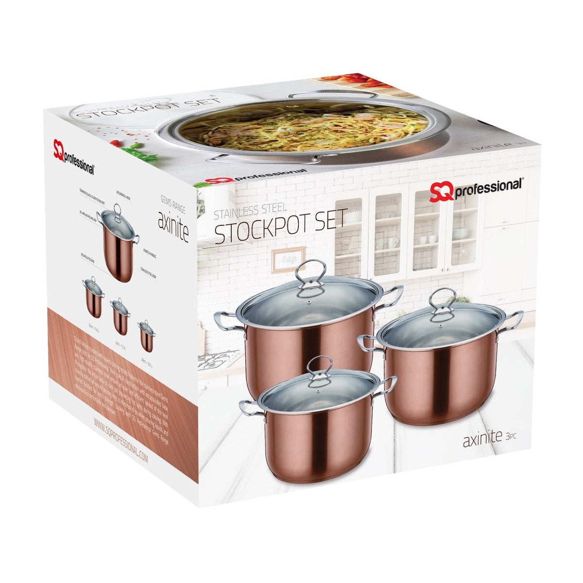 Sq Professional Gems Metallic Stockpot Set Of 3 A x inite 26 – 28 – (Big Parcel)