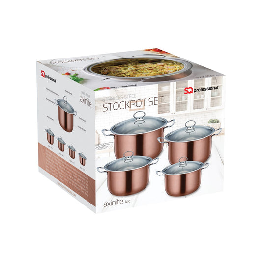Gems Stainless Steel Stockpot Set 4Pc Axinite 3.7L- 4.7L - 5.80L - 7.5L 9583
