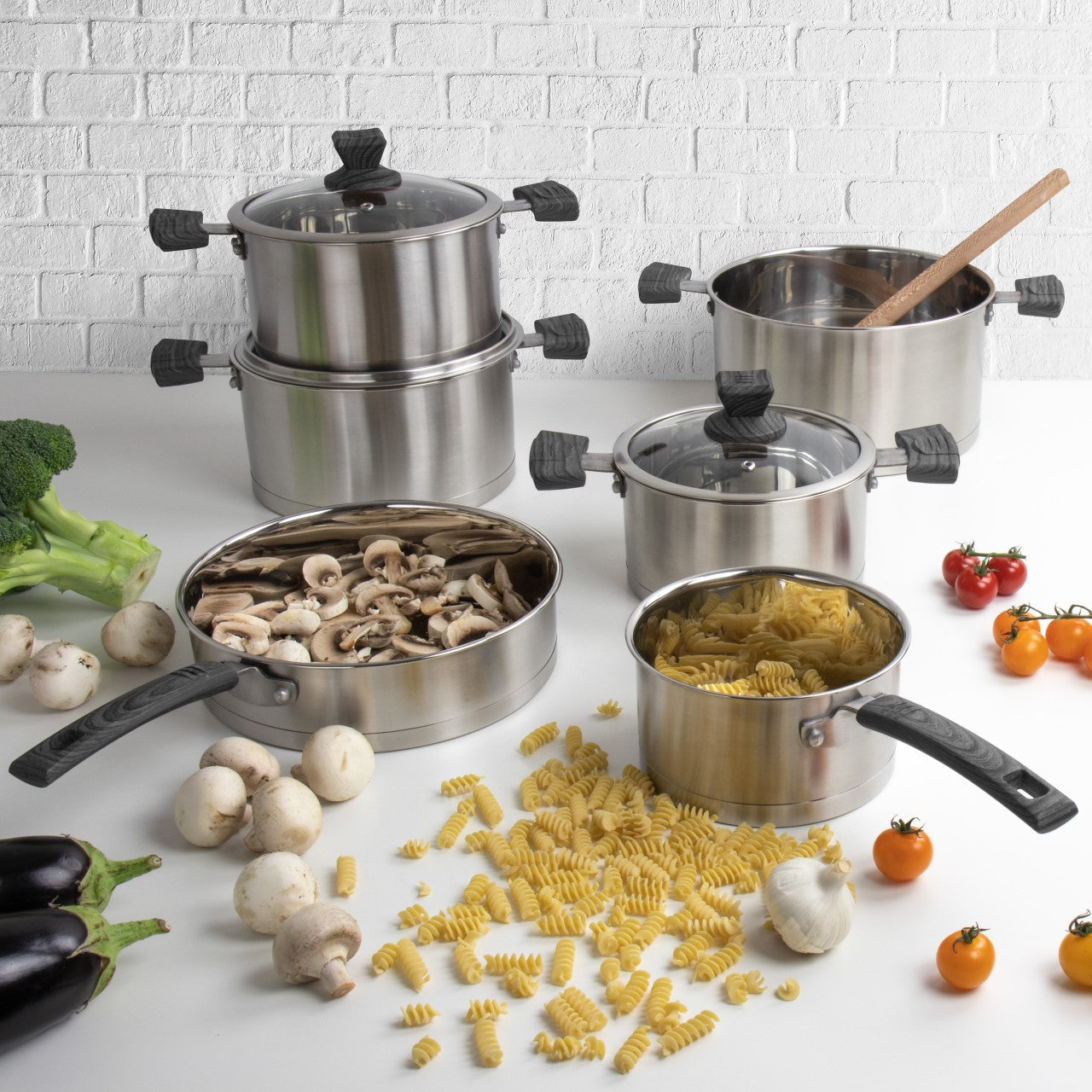 Lustro Touch Stainless Steel Cookware Set 6pc Black 9966