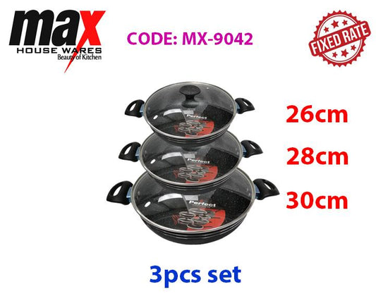 3Pc Karahi Pan Set 26 To 30 cm MX9042