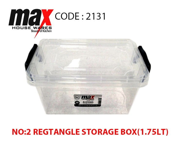 Clear Plastic Rectangle Storage Box 1.75 Litre 20 x 14 x 10 cm 2131